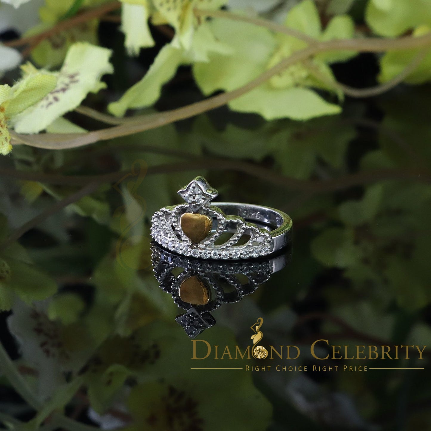 DiamondCelebritees 0.36 ct Cubic Zirconia 925 Sterling White Silver Crown Womens/Men's Ring Size 7