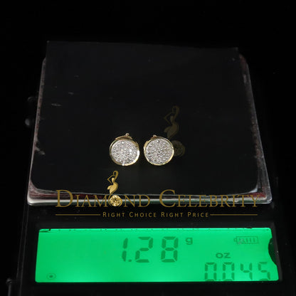DiamondCelebritees 925 Yellow Silver Hip Hop 0.15ct Diamond For Men's & Women's Round Stud Earrings