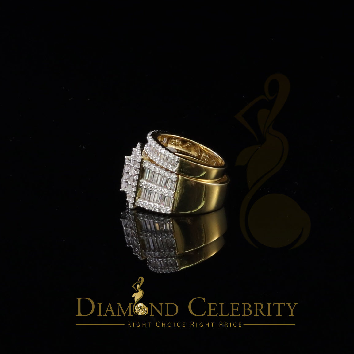 DiamondCelebritees 925 Sterling Yellow Silver Square 5.0ct Cubic Zirconia Bridal Womens Ring Size 7