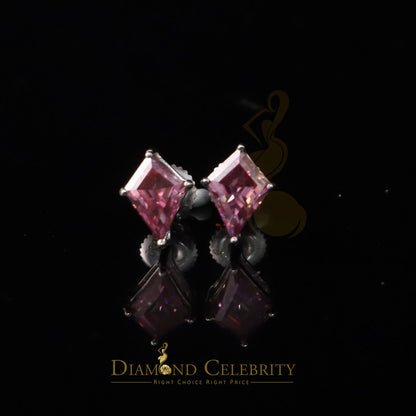 Diamondcelebritees 1.00CT VVS 'D' Pink Moissanite Women's 925White Silver Kite Shaped Stud Earrings