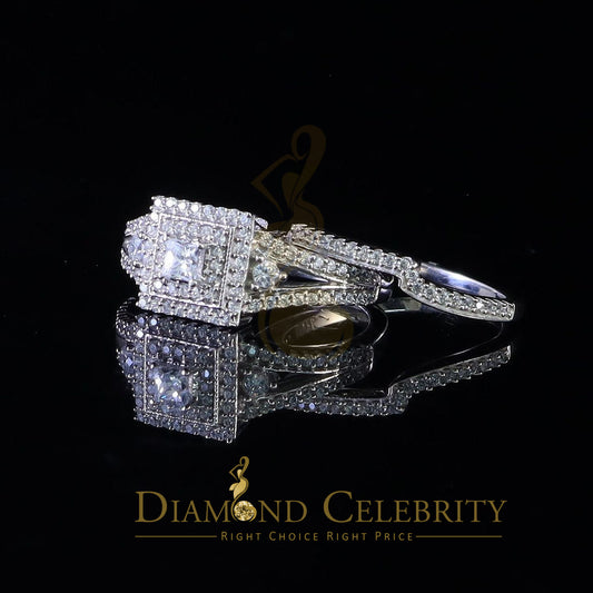 DiamondCelebritees 2.44ct Cubic Zirconia Sterling White Silver Square Bridal Womens Ring Size 7