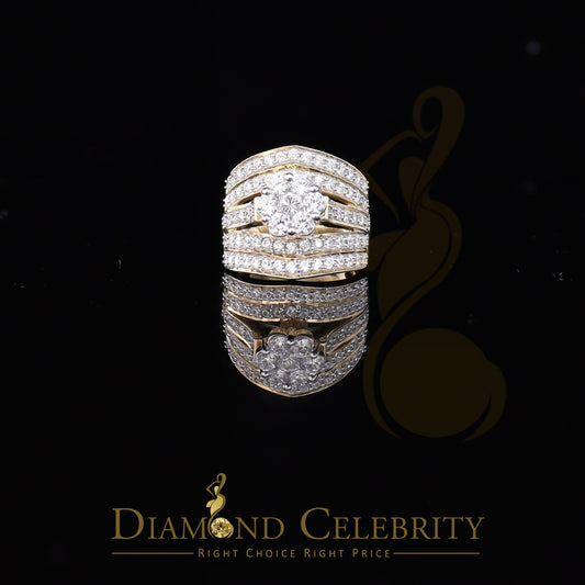 DiamondCelebritees Women's 6.00ct. Cubic Zirconia 925 Yellow Sterling Silver Floral Ring Size 8