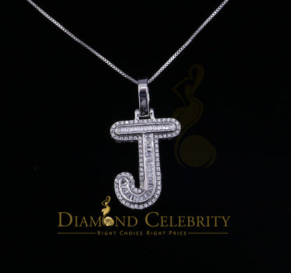 DiamondCelebritees White Bugutte Initial All Alphabet Sterling Silver Pendant with Cubic Zirconia