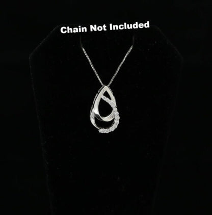 DiamondCelebritees Sterling White Silver Pear Fashion Pendant with 0.00ct Cubic Zirconia
