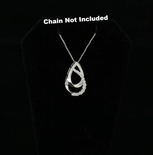 DiamondCelebritees Sterling White Silver Pear Fashion Pendant with 0.00ct Cubic Zirconia