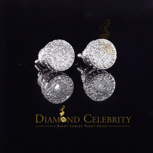 DiamondCelebritees 925 White Silver 0.20ct Real Diamond Women's/Men's Round Fashion Earrings