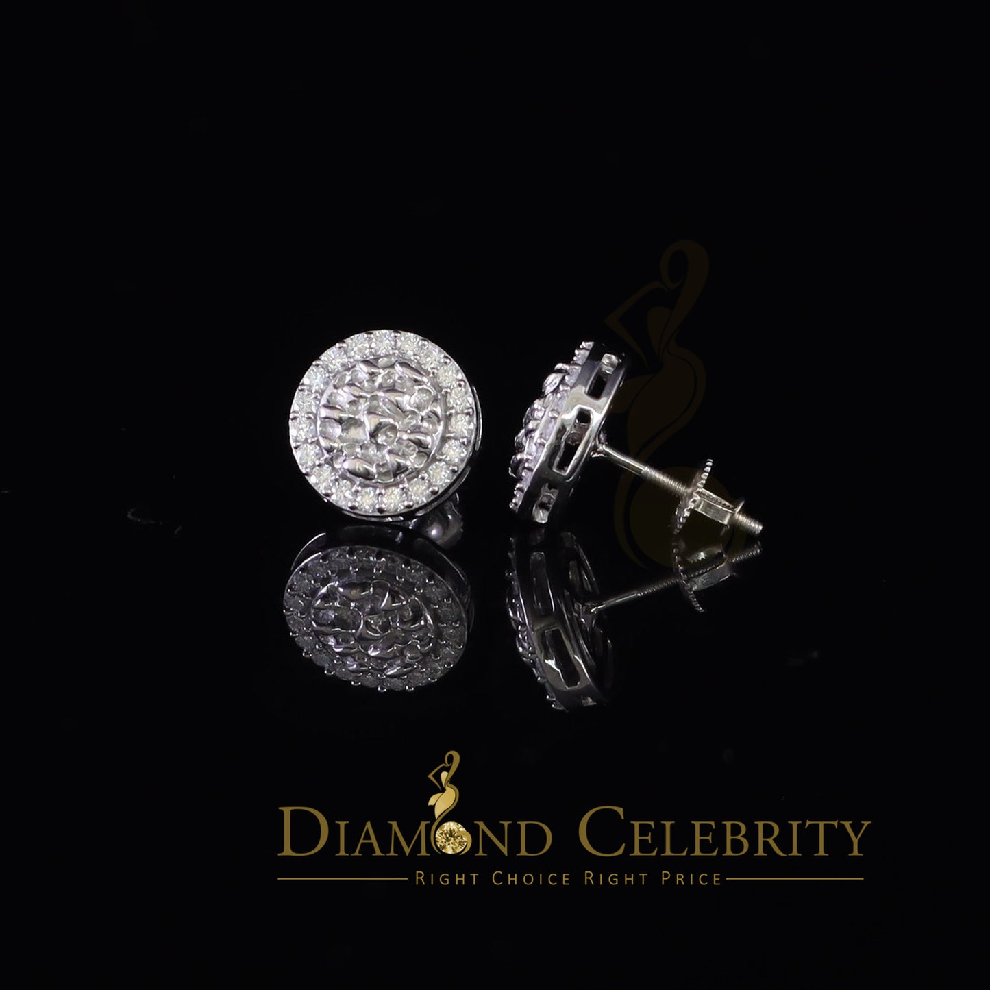 Diamondcelebritees 1.50ct Moissanite White 925 Sterling Silver Women's Circle Shape Nugget Earrings