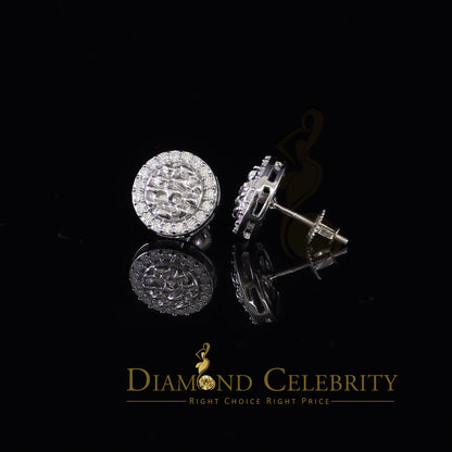 Diamondcelebritees 1.50ct Moissanite White 925 Sterling Silver Women's Circle Shape Nugget Earrings