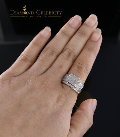 DiamondCelebritees 0.33 CT Real Diamond 925 Sterling White Silver Shine Womens Square Ring Size 7