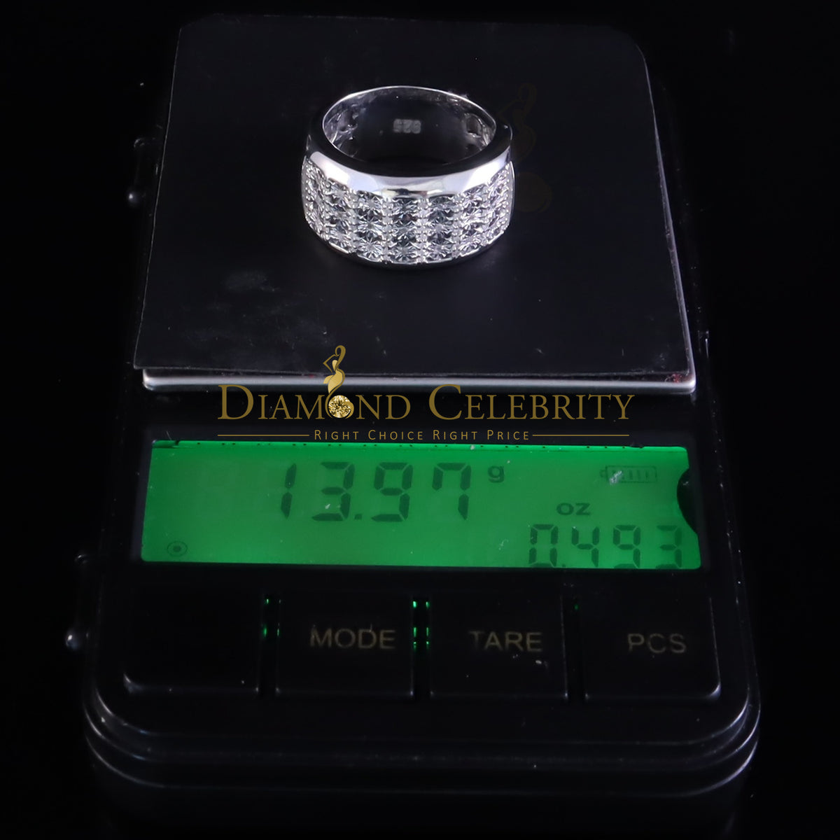 DiamondCelebritees Mirage Set Real 0.30ct Diamond 925 White Silver Wedding Band Men's Ring Size 11