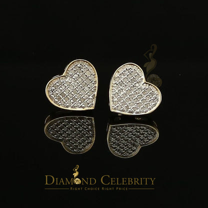 DiamondCelebritees Heart 925 Yellow Silver Aretes Para Hombre 0.25ct Diamond Women's /Men's Earring