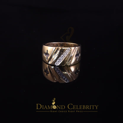 DiamondCelebritees 0.14 ct Sterling Yellow Silver Round 925 CZ Men Rings Engagement Size 9.00