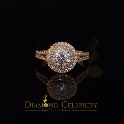 King Of Blings  10K Yellow Gold 2.00CT VVS/ D Color Round Solitaire Moissonite Womens Ring S/7