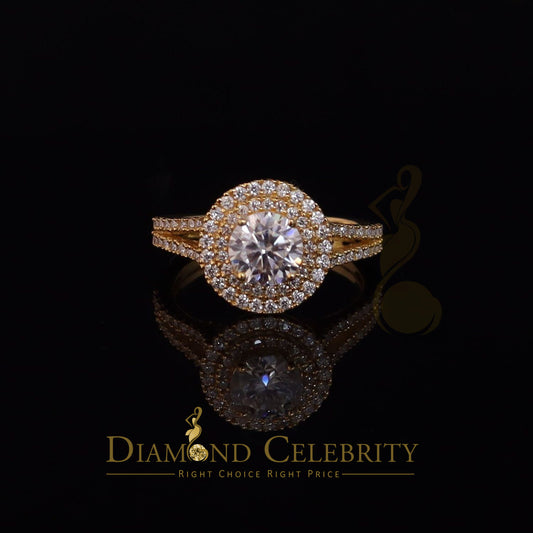 King Of Blings  10K Yellow Gold 2.00CT VVS/ D Color Round Solitaire Moissonite Womens Ring S/7