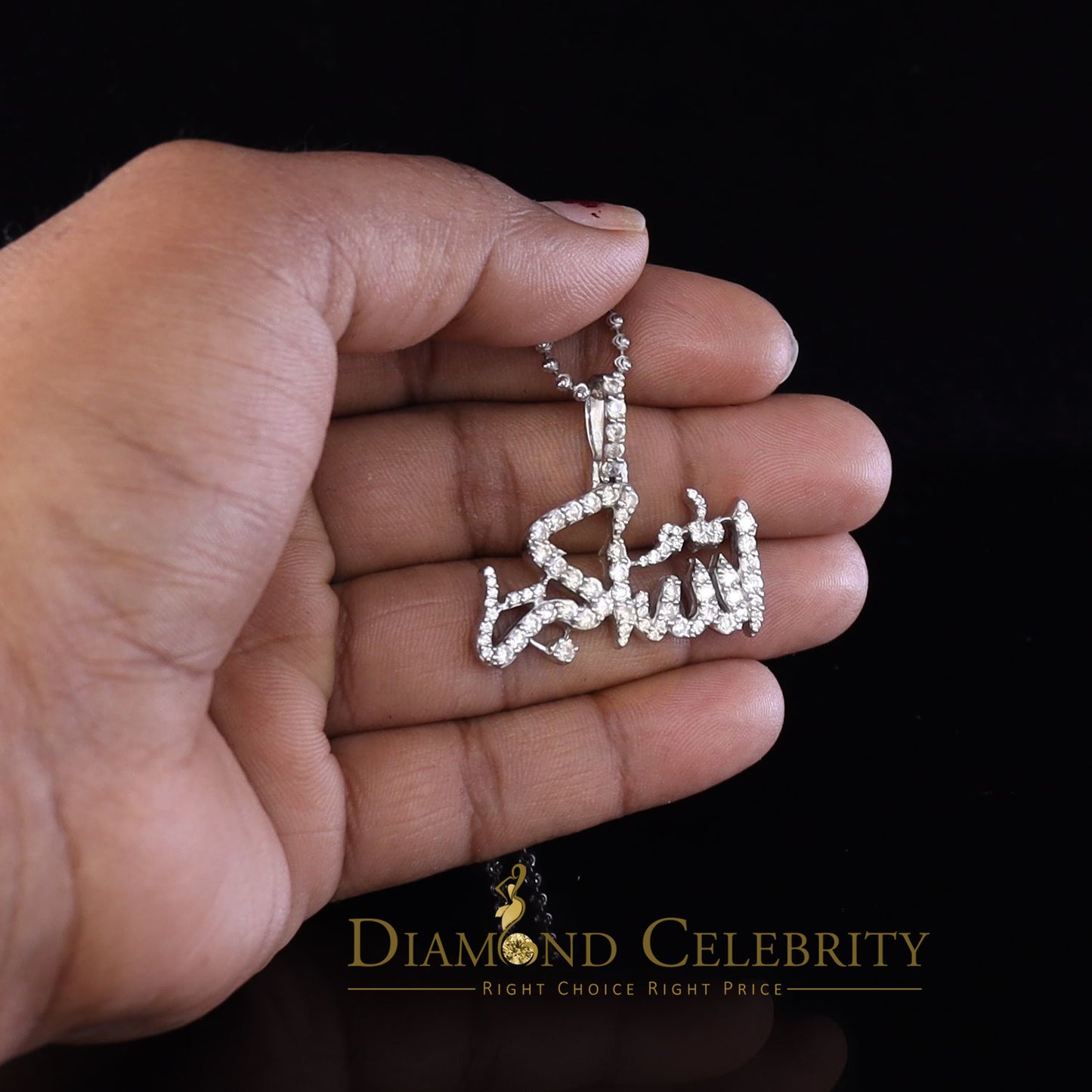 Diamondcelebritees  White 925 Sterling Silver with Allah-hu-Akbar Pendant 5.70ct Moissanite