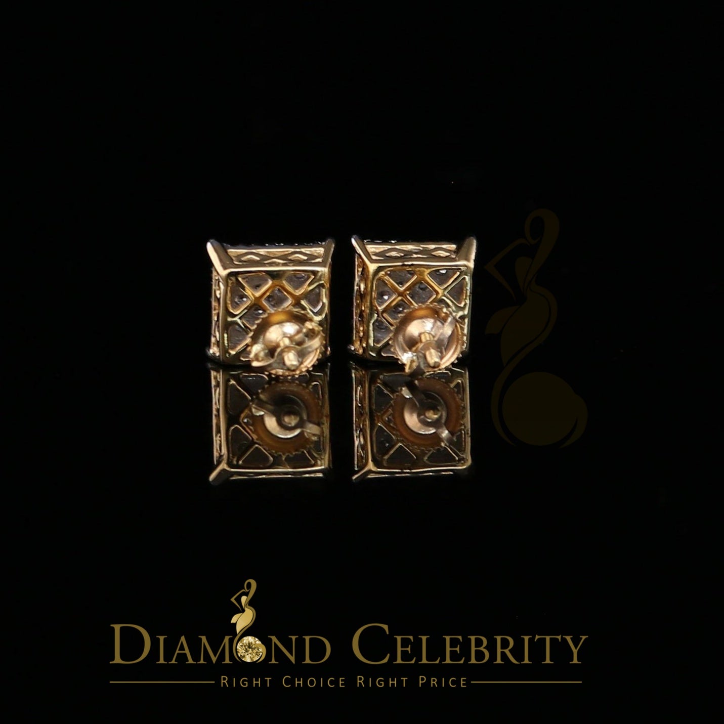 DiamondCelebritees 10K Real Yellow Gold with 1.20CT Real Diamond Men's/Women's Stud Earrings