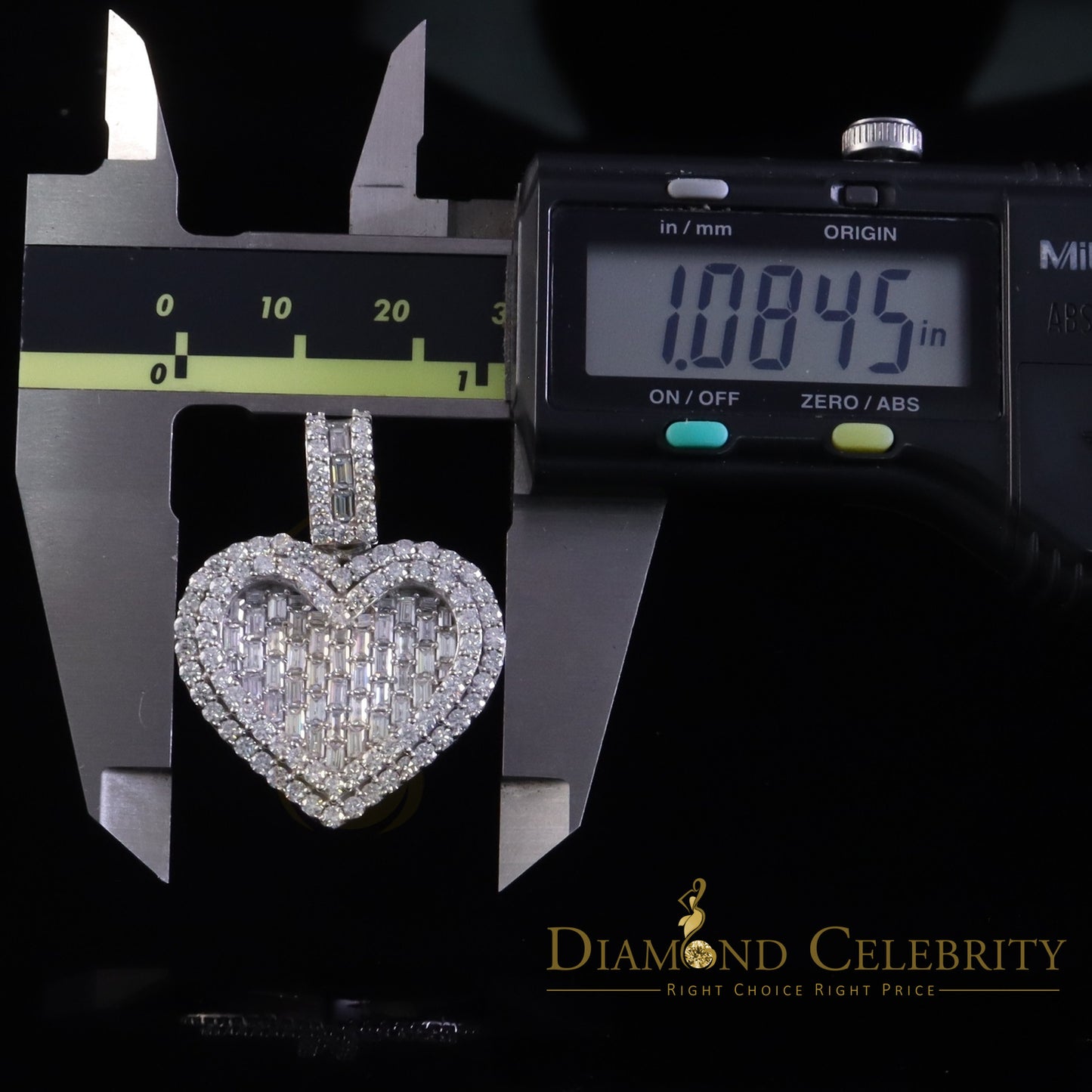 Diamondcelebritees  Silver White Heart Pendant 7.50ct VVS D Clr. Baguette Moissanite for Women's