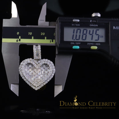 Diamondcelebritees  Silver White Heart Pendant 7.50ct VVS D Clr. Baguette Moissanite for Women's