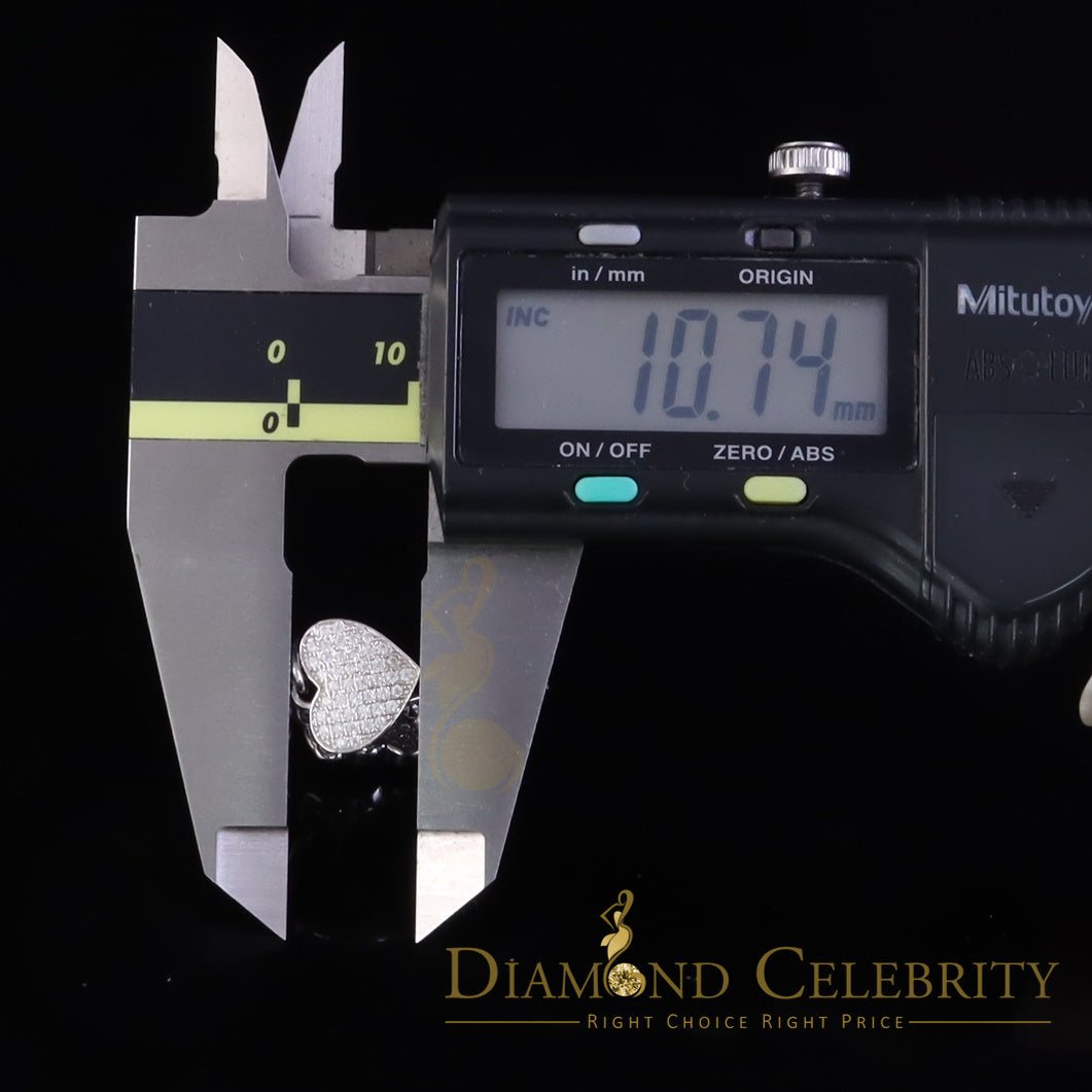 DiamondCelebritees Womens Heart Key White Sterling Silver Shape Pendant with 0.50ct Cubic Zirconia