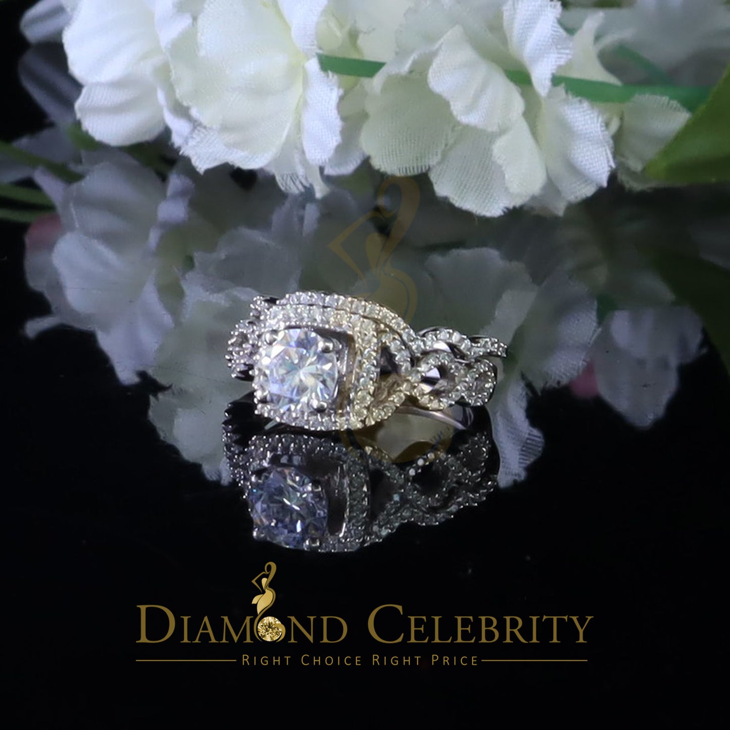 DiamondCelebritees Sterling Silver Square Cubic Zirconia 1.80ct Bridal White Womens Ring Size 7