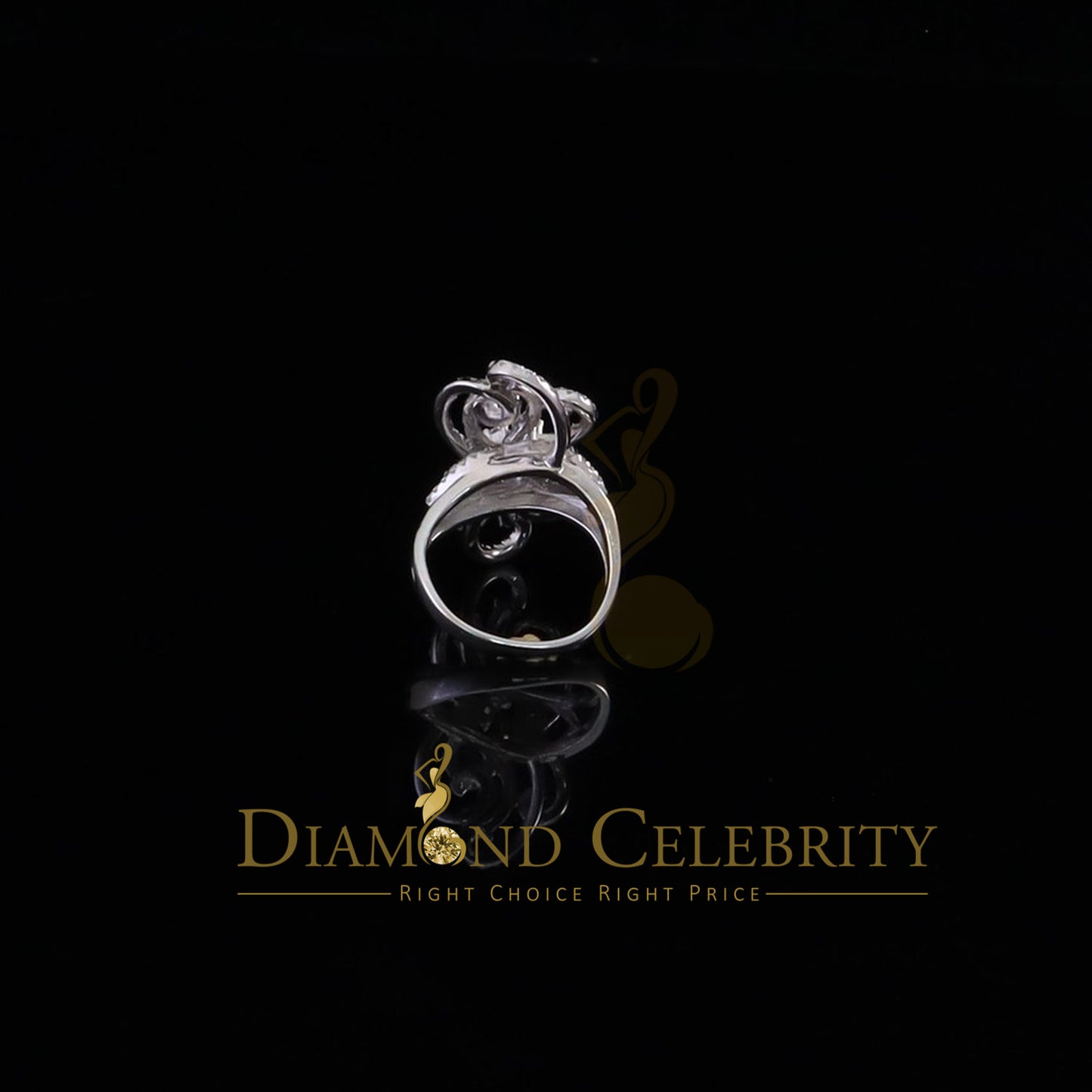 DiamondCelebritees 2.50 ct Cubic Zirconia 925 White Silver Cocktail Flower Womens Ring Size 8.5