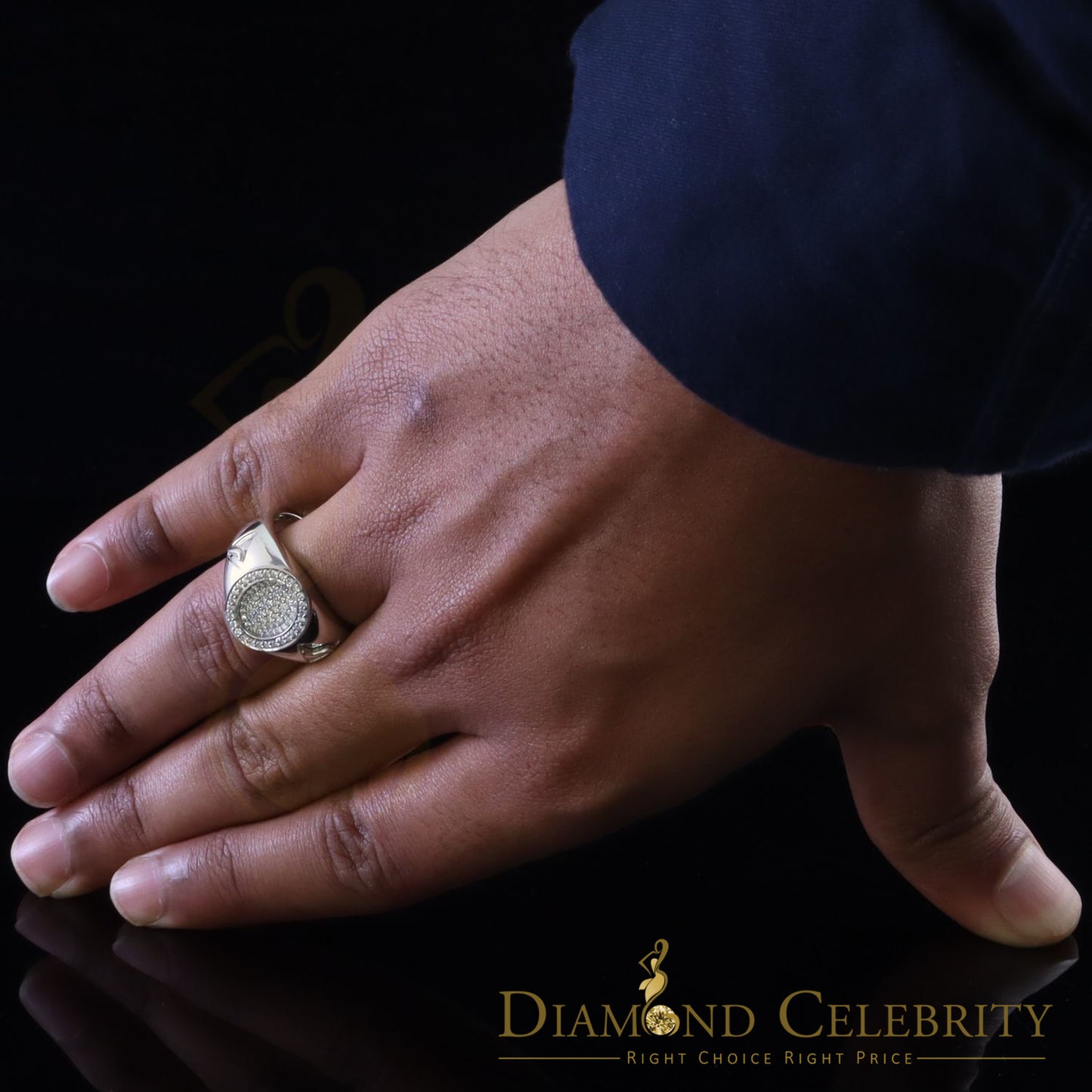 DiamondCelebritees 925 Silver White 1.50ct Cubic Zirconia Wide Oval Engagement Men's Ring Size 11