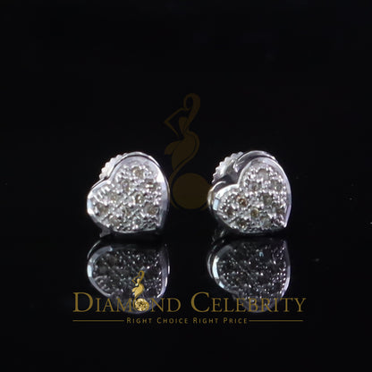 DiamondCelebritees Aretes Para Hombre Heart 925 White Silver 0.08ct Diamond Women's /Men's Earring