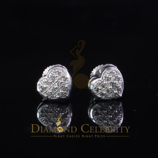 DiamondCelebritees Aretes Para Hombre Heart 925 White Silver 0.08ct Diamond Women's /Men's Earring