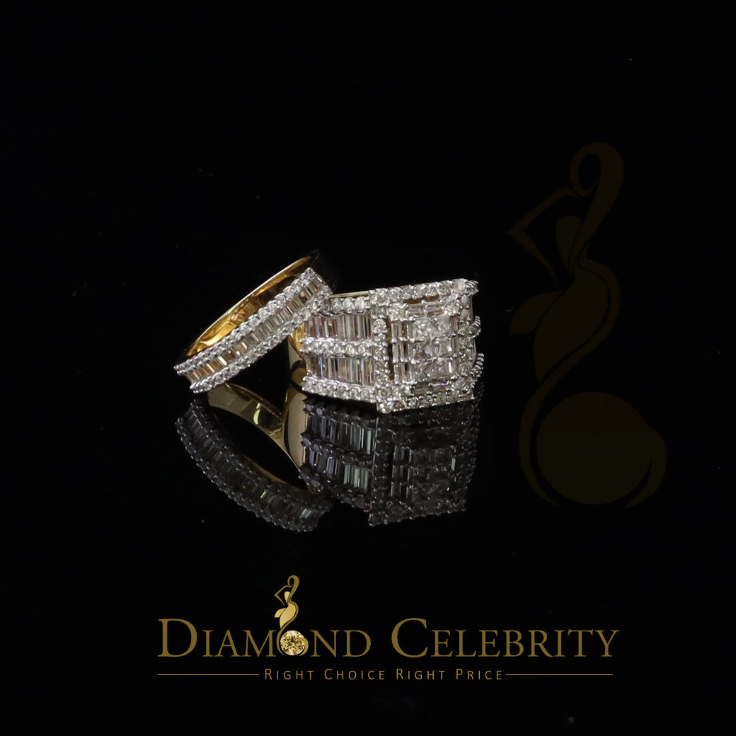 DiamondCelebritees 925 Sterling Yellow Silver Square 5.0ct Cubic Zirconia Bridal Womens Ring Size 7