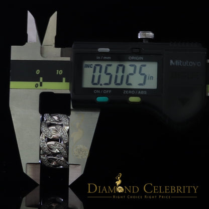 DiamondCelebritees 0.85ct Cubic Zirconia Stone White 925 Sterling Silver Cuban Men's Ring Size 10