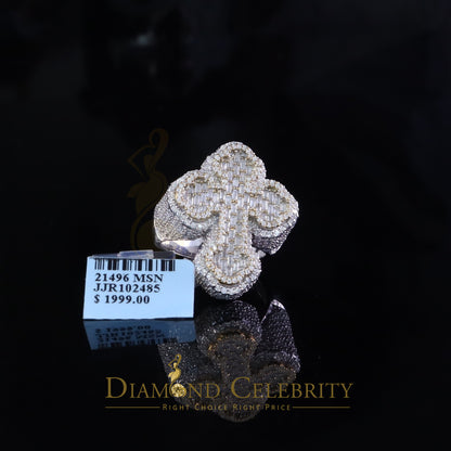 DiamondCelebritees New White 925 Sterling Silver 6.00ct VVS D Moissanite Rings Size 10 Cross Men's