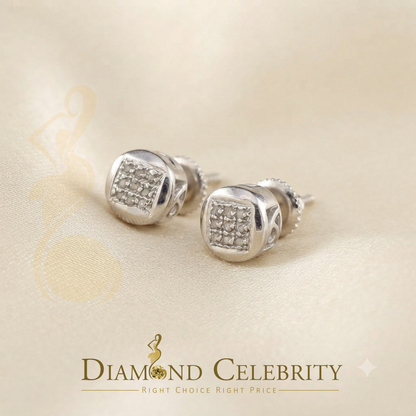 DiamondCelebritees 0.05ct Diamond 925 Sterling Silver White For Women's & Men's Round Stud Earring