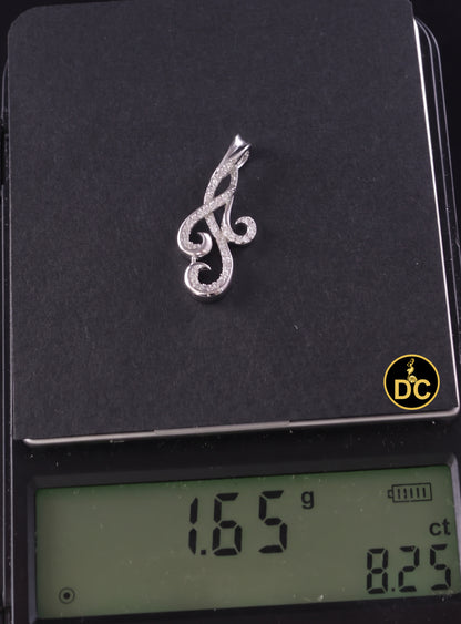 DiamondCelebritees 925 Sterling Silver 0.41ct Pave CZ Scroll White Flowing Swirl Fashion Pendant