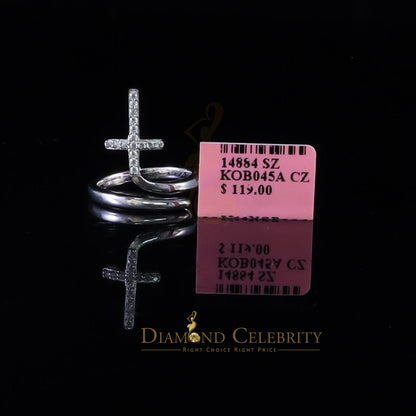 DiamondCelebritees 925 Sterling White Silver 0.15ct Cubic Zirconia Corss Womens Sets Ring Size 5.5
