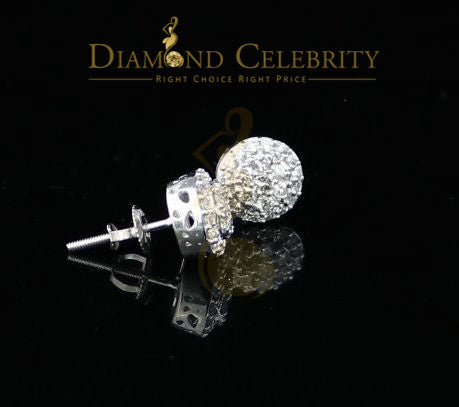 DiamondCelebritees 10K Real White Gold Real Diamond 0.55CT Men's/Women's Stud Round Earring