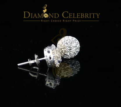 DiamondCelebritees 10K Real White Gold Real Diamond 0.55CT Men's/Women's Stud Round Earring