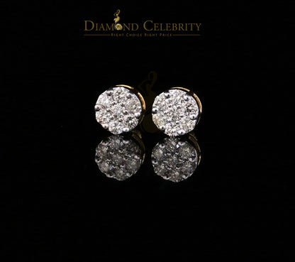 DiamondCelebritees 1.25CT Real Diamond with 10K Real Yellow Gold Men's/Women's Stud Earrings