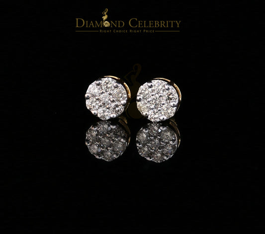 DiamondCelebritees 1.25CT Real Diamond with 10K Real Yellow Gold Men's/Women's Stud Earrings
