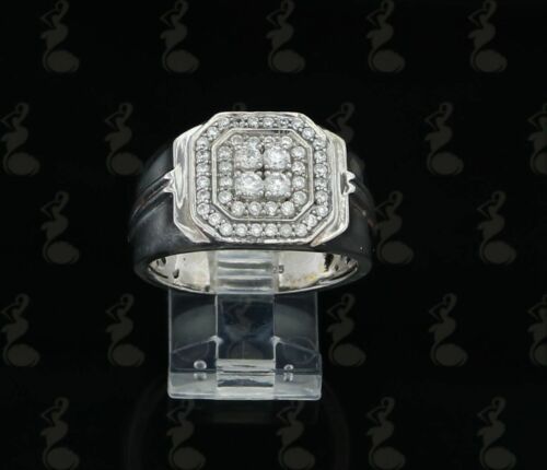 DiamondCelebritees Men's 925 Sterling White Silver Octagon 1.50ct Cubic Zirconia Ring Size 12
