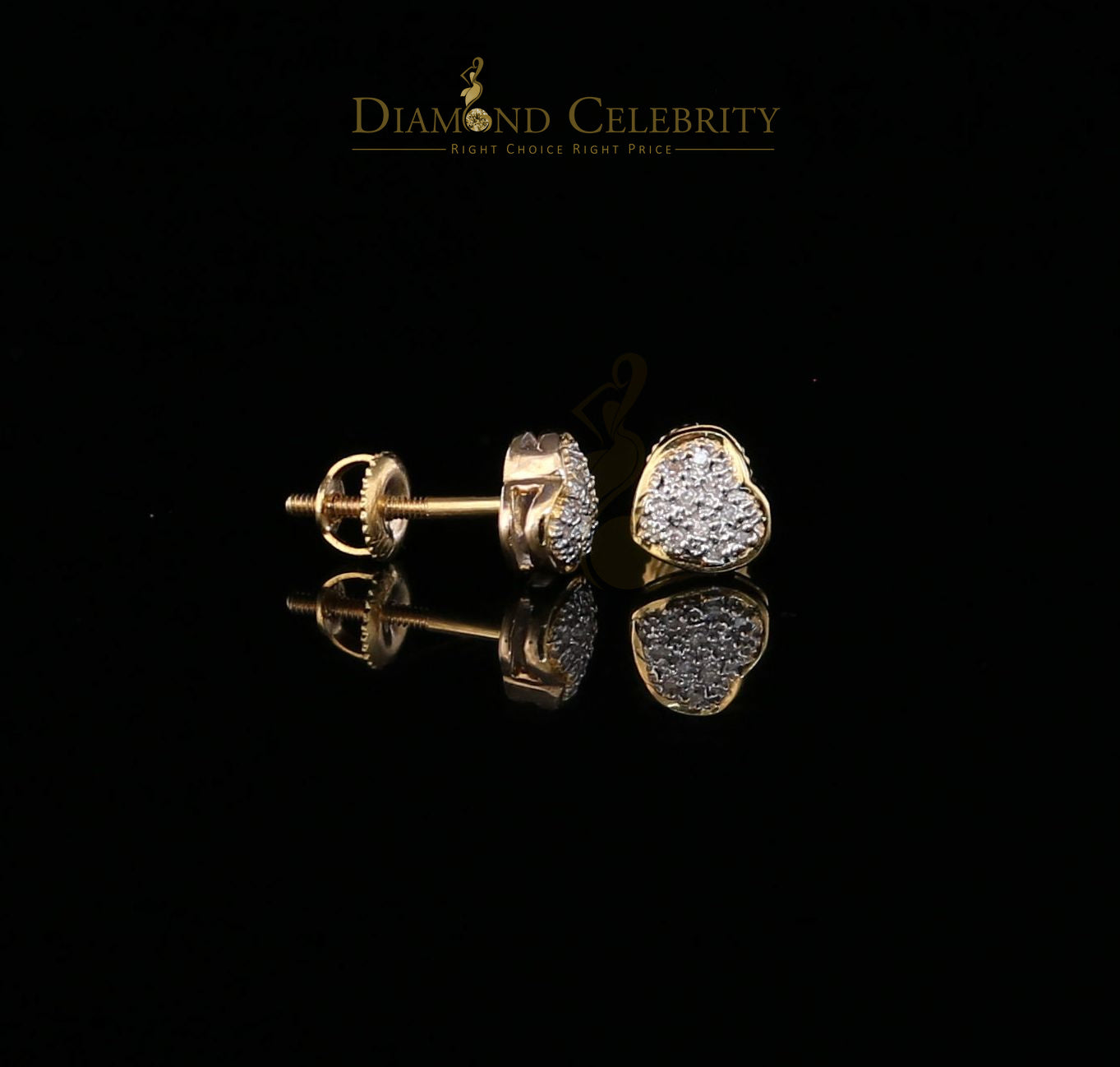 DiamondCelebritees 10K Real Yellow Gold with 0.08CT Real Diamond Men's/Women's Stud Micro Earring