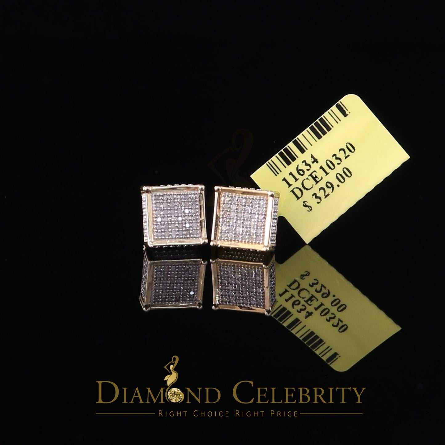 DiamondCelebritees 925 Sterling Silver 0.20ct Diamond Yellow Stud Men's/ Women's Earrings