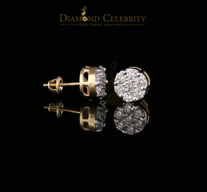 DiamondCelebritees 1.25CT Real Diamond with 10K Real Yellow Gold Men's/Women's Stud Earrings