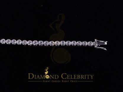 Diamondcelebritees  9ct Moissanite White 925 Silver Round Single Tennis Bracelete 6mm Thick 8" Long