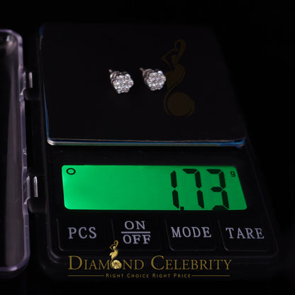 DiamondCelebritees 1.0ct Vvs 'D' Color Genuine Moissanite Stud FLORAL Earrings 10k Real White Gold
