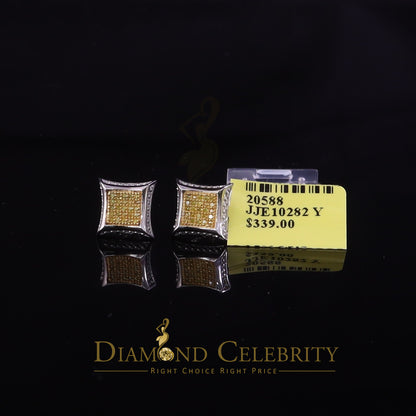 DiamondCelebritees Kite Shape 0.15ct Genuine Yellow Diamond 3D Earring 925 Sterling White Silver