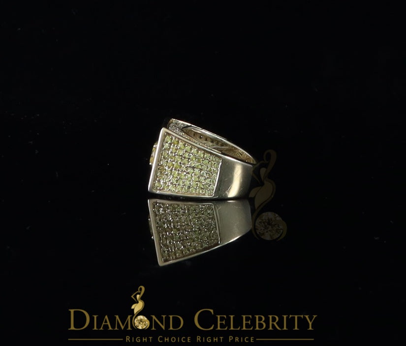 DiamondCelebritees 925 Sterling Yellow Silver Square Shape Cubic Zirconia 9.50ct Womens Ring Size7