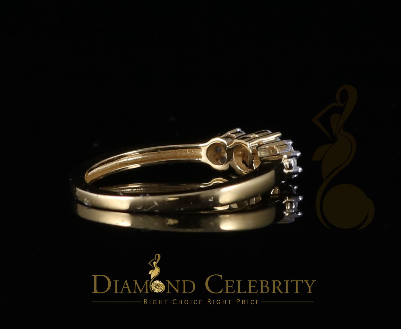 DiamondCelebritees 925 Yellow Silver Cubic Zirconia 1.25 ct Past Present Future Womens Ring Size 6
