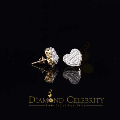 DiamondCelebritees  925 Yellow Sterling Silver 1.48ct Cubic Zirconia Men's & Women's Heart Earrings