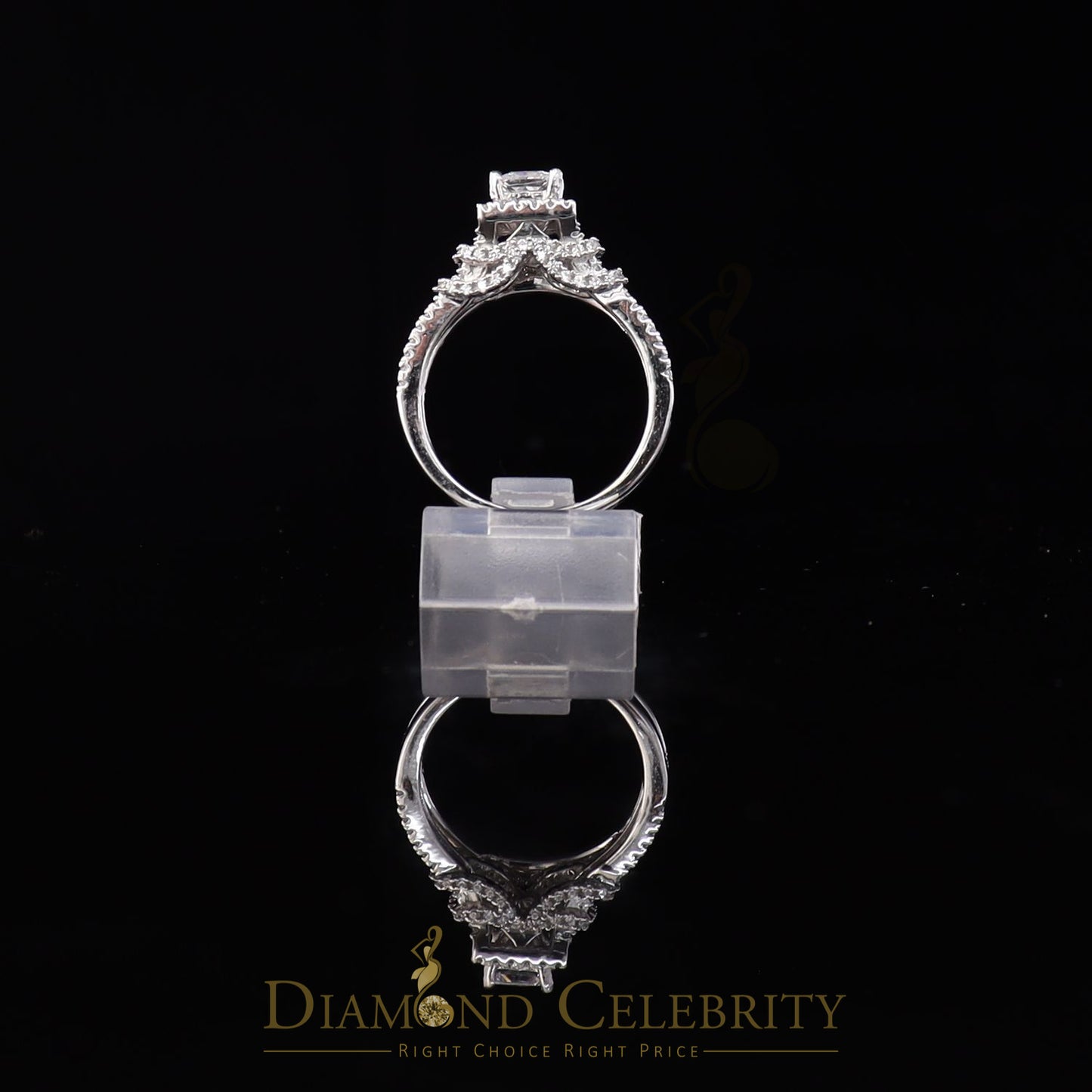 DiamondCelebritees Sterling Silver White Square 1.80ct Cubic Zirconia Womens Bridal Ring Size 7