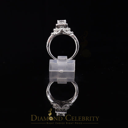 DiamondCelebritees Sterling Silver White Square 1.80ct Cubic Zirconia Womens Bridal Ring Size 7